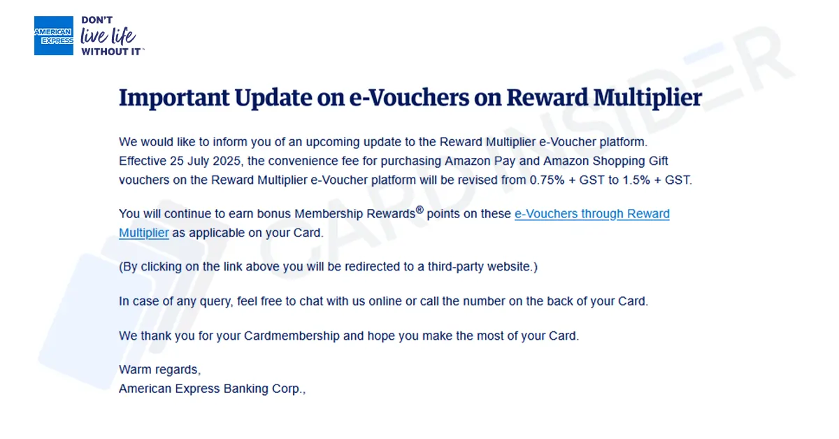 Reward Multiplier e-Vouchers Important Update