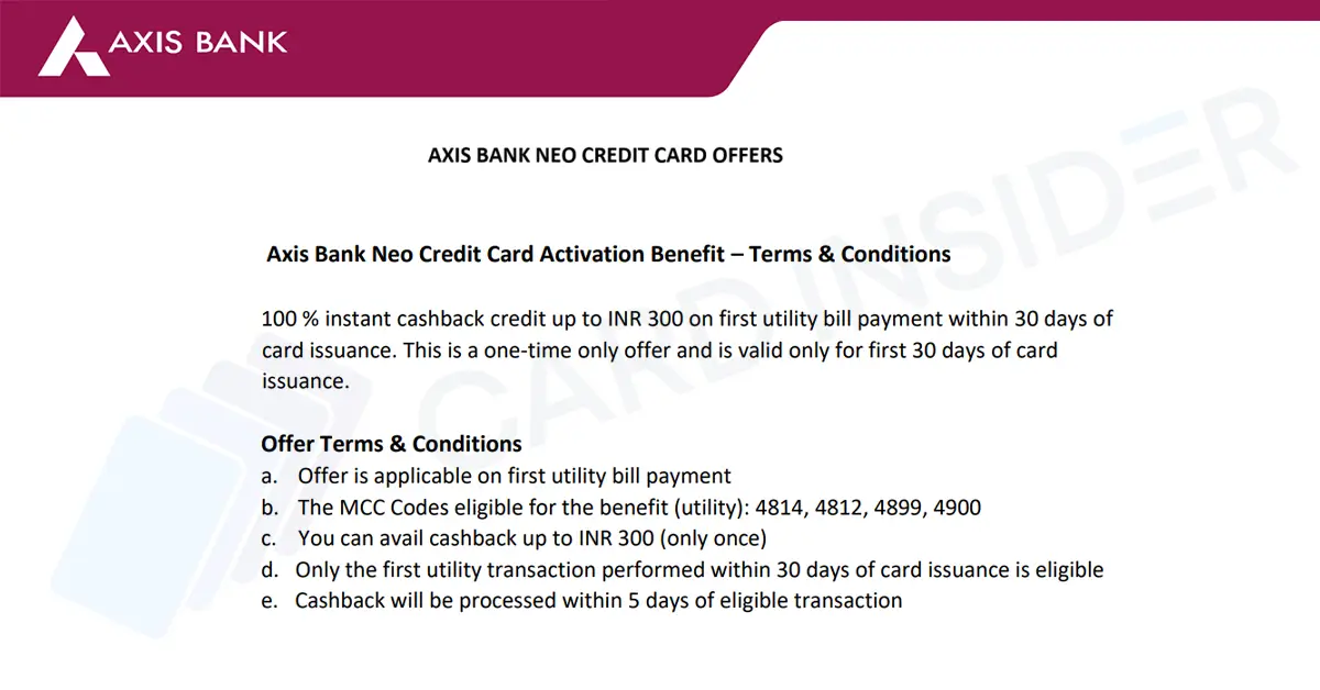 Axis Bank Neo Credit Card Axis Bank Neo Credit Card Offers