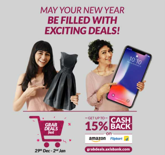 Axis Bank Grab Deals: Cashback Offers on Shopping at Amazon & Flipkart