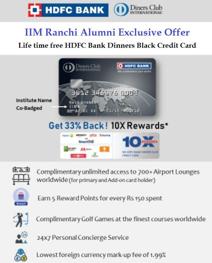 HDFC Diners Club Black Alumni Offer lifetime free upgrade
