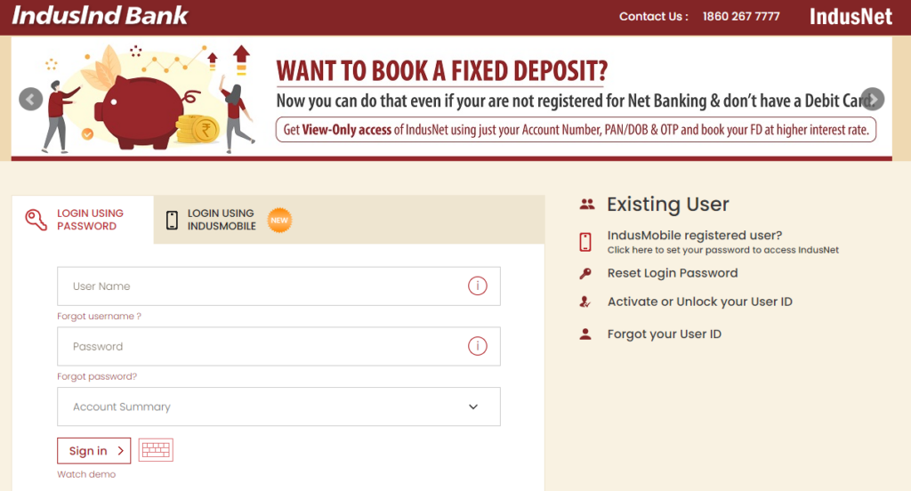IndusInd Bank Credit Card Login / Net Banking