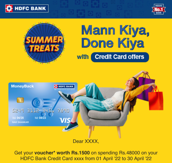 HDFC Bank Credit Cards Spend Based Offer - May 2022