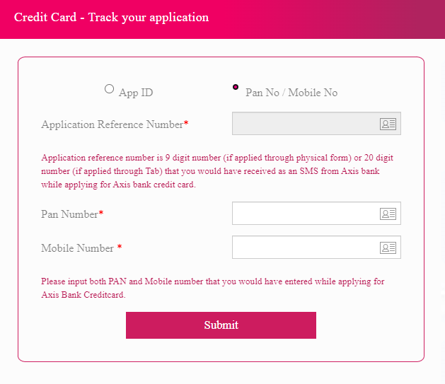 Track Axis Bank Credit Card Application Status Online