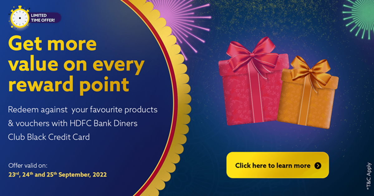 HDFC credit card offer on infinia diners black reward points redemption