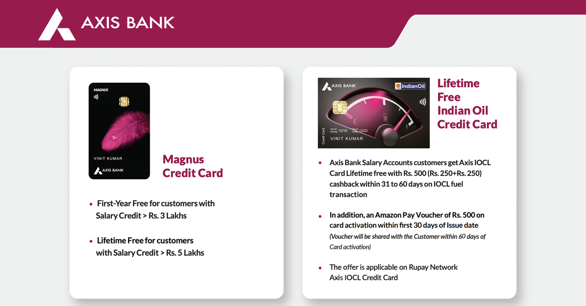 Get Axis Bank's Magnus and IOCL Credit Cards as Lifetime Free
