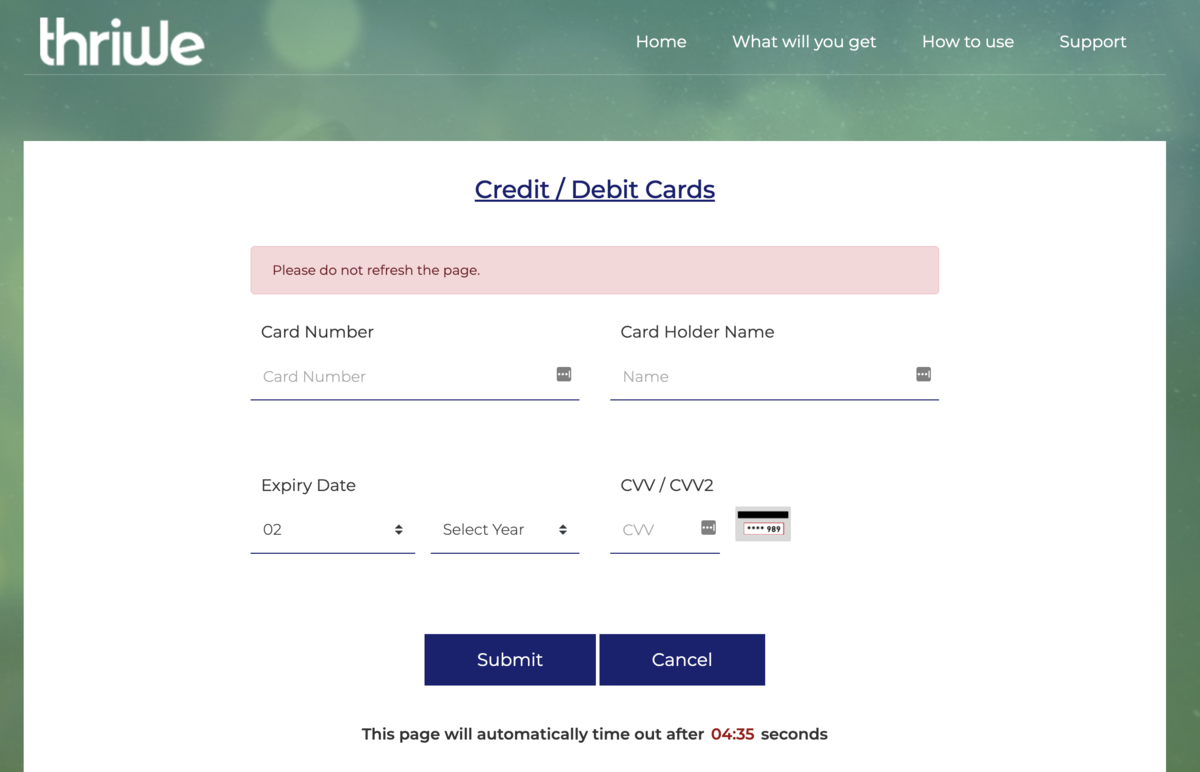 Thriwe_WeLive_Visa_Card_Details