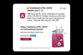 Visa Cashback Campaign on Axis Bank Credit Cards for International POS Transactions