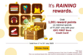 Get Bonus Reward Points on Spends with Your IDFC First Bank Credit Card