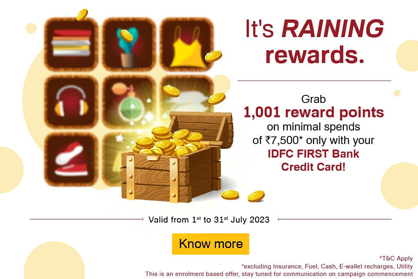 Get Bonus Reward Points on Spends with Your IDFC First Bank Credit Card