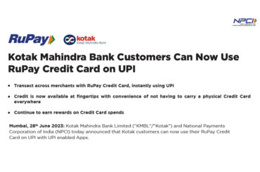 Kotak Mahindra Bank Users Can Now Use RuPay Credit Card for UPI Payments Feature