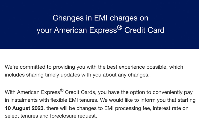 American Express Announces Changes to EMI Charges on Credit Cards - Post