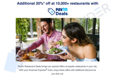 Enjoy Additional 20% Off with Paytm Restaurant Deals on Your American Express Credit Card