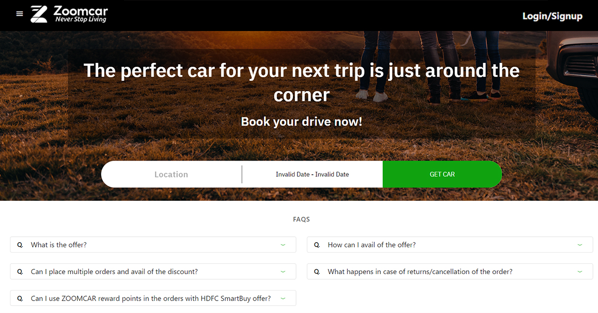 HDFC SmartBuy Zoomcar Offers
