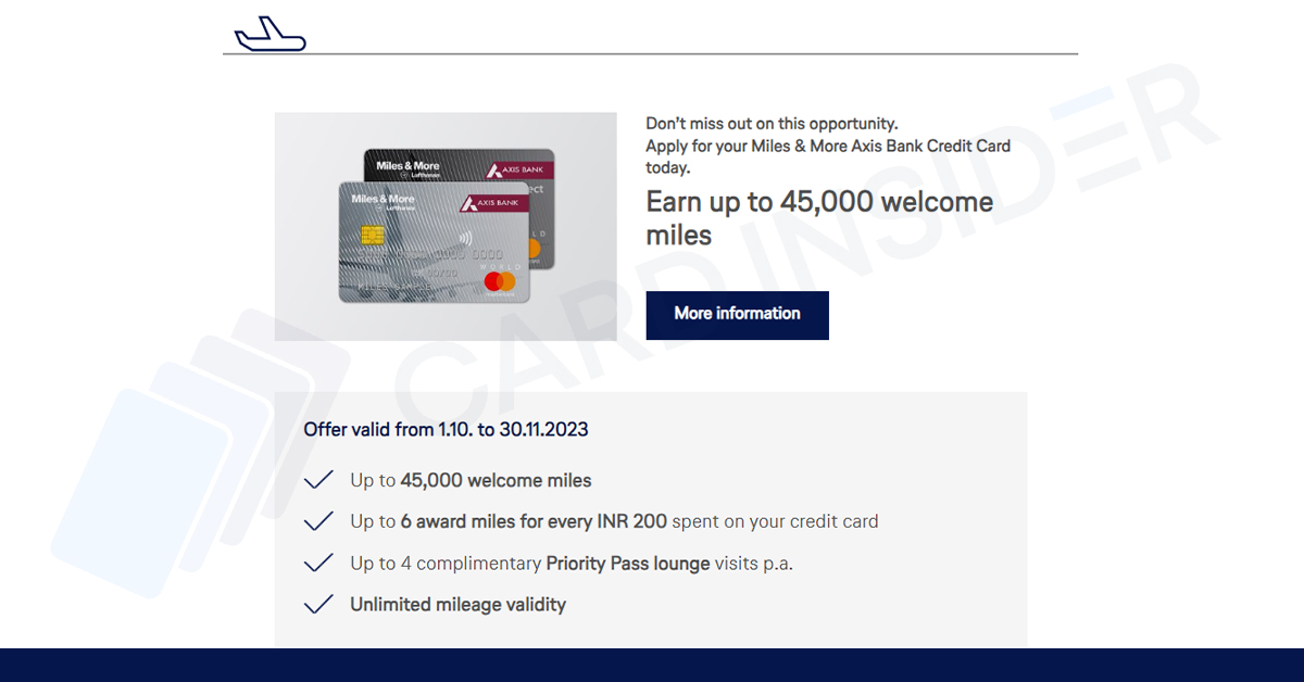 Get 3X Welcome Benefits Up to 45_000 Welcome Miles While Applying for Miles - More Axis Bank post
