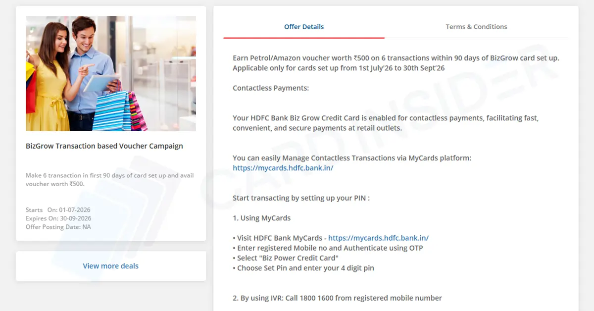 HDFC Bank BizGrow Credit Card HDFC BizGrow Welcome Benefit Offer