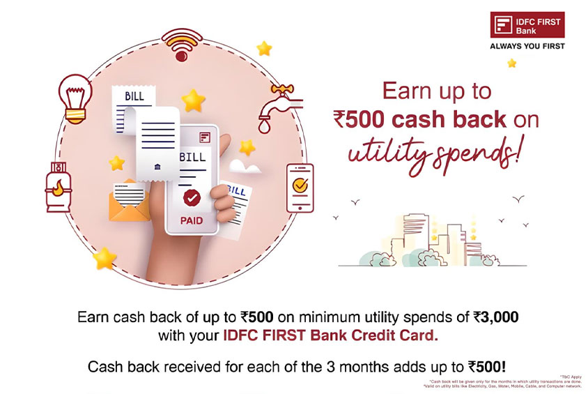Cashback on Utility Bills With IDFC Bank