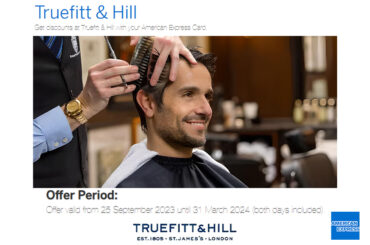 Discount at Truefitt & Hill With American Express Gold and Platinum Credit Cards