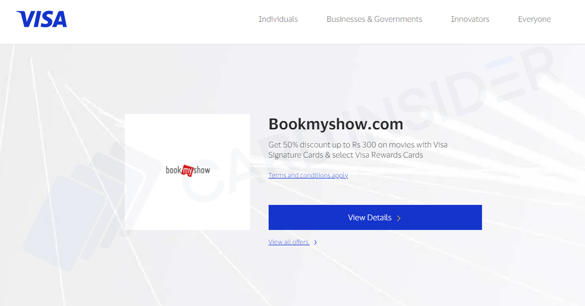 Exclusive Visa Offers on BookMyShow
