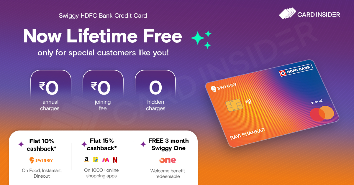 Swiggy HDFC Credit Card Lifetime Free Offer