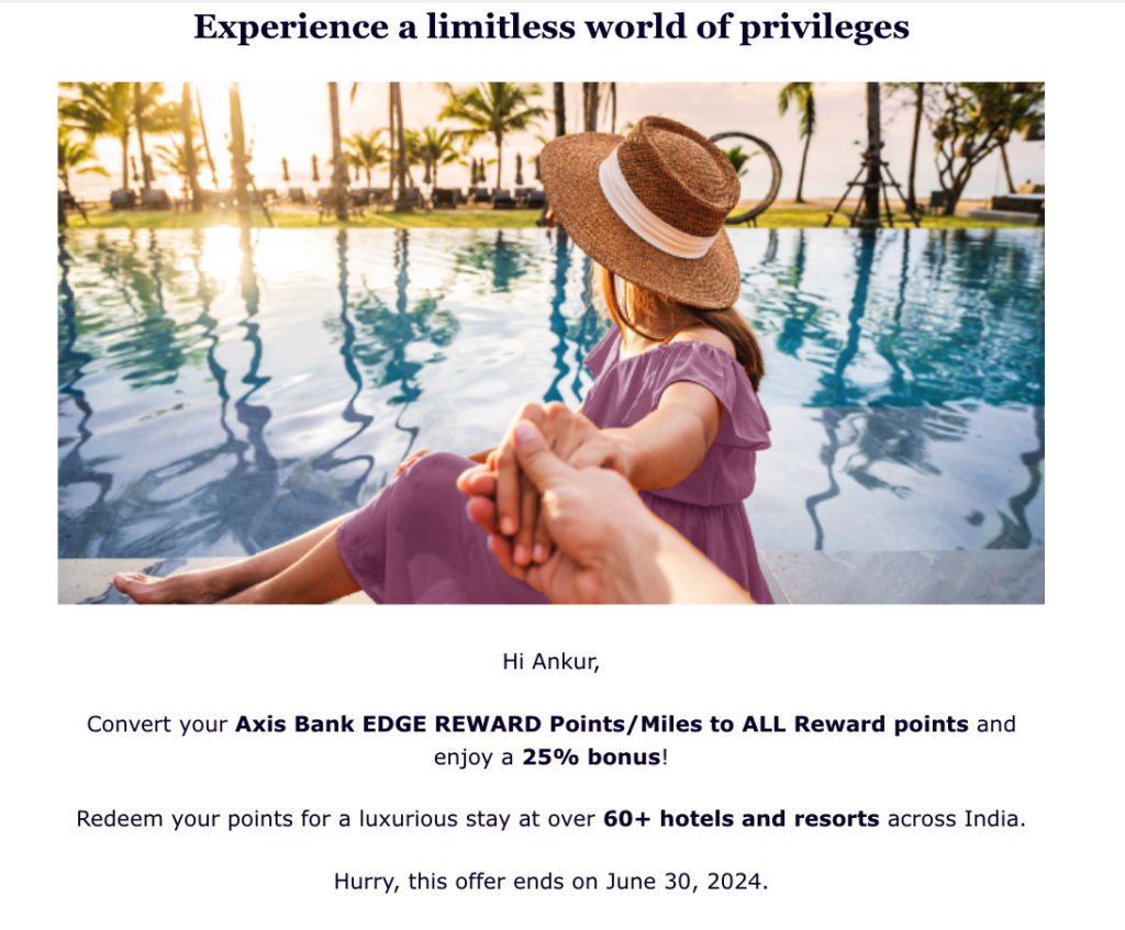 Axis EDGE Rewards to Accor Live Limitless Bonus 25% Offer