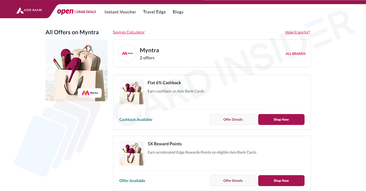 Myntra Offers with Axis Bank Cards