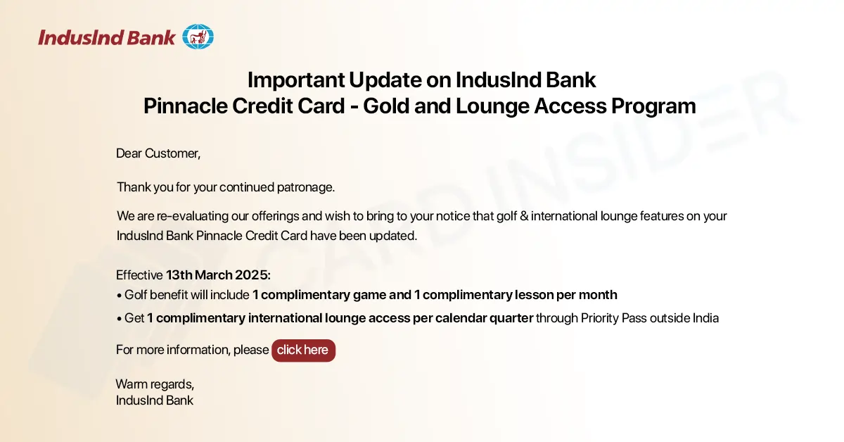 IndusInd Pinnacle World Credit Card Devaluation 2025 IndusInd Pinnacle Credit Card Update