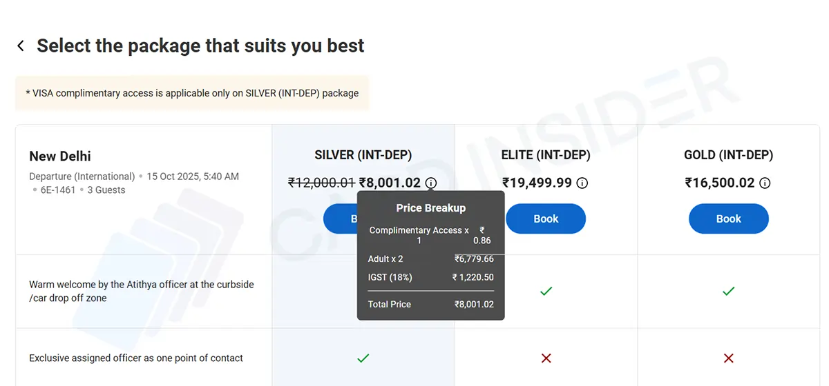 Complimentary Meet and Greet With Visa Infinite Credit Cards Select Package