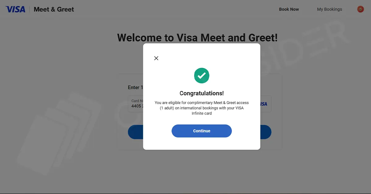 Complimentary Meet and Greet With Visa Infinite Credit Cards Visa Meet and Greet Confirmation