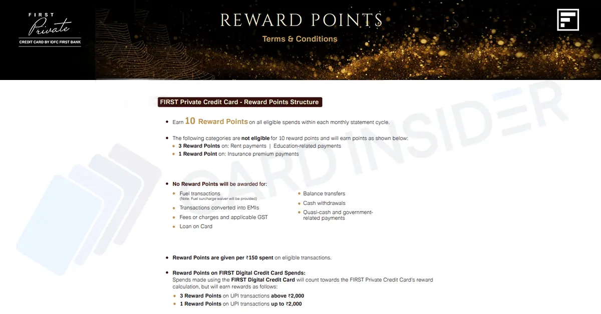 IDFC First Private Credit Card Revamped Benefits June 2025 IDFC First Private Credit Card Reward Points Structure