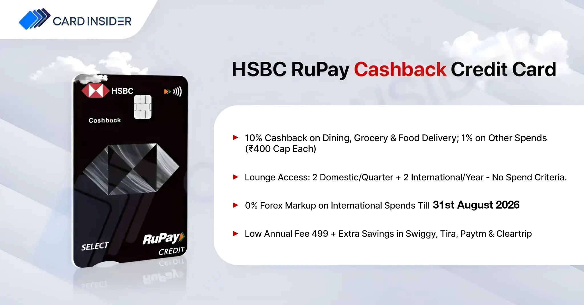 HSBC RuPay Cashback Credit Card HSBC RuPay Cashback Credit Card Features