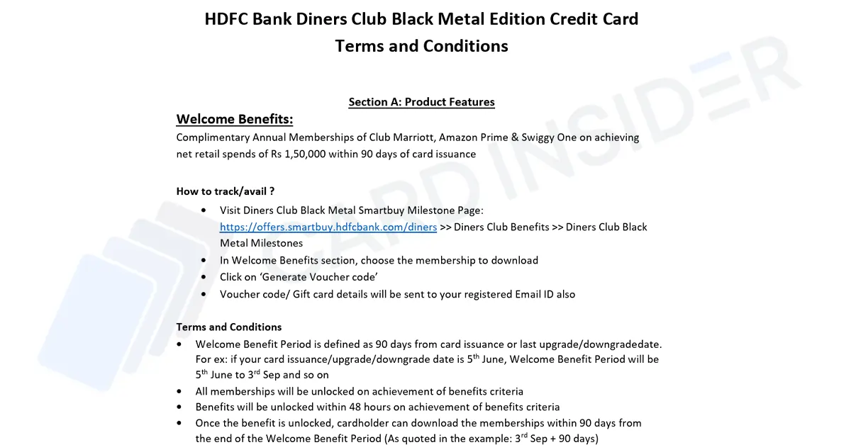 Everything About Club Marriott Membership With Credit Cards HDFC Diners Club Black Metal Terms and Conditions