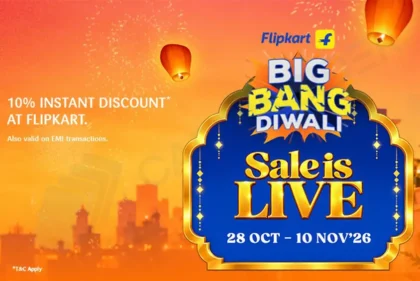 Get 10 percent Instant Discount on Flipkart’s Big Bang Diwali Sale With SBI Credit Cards