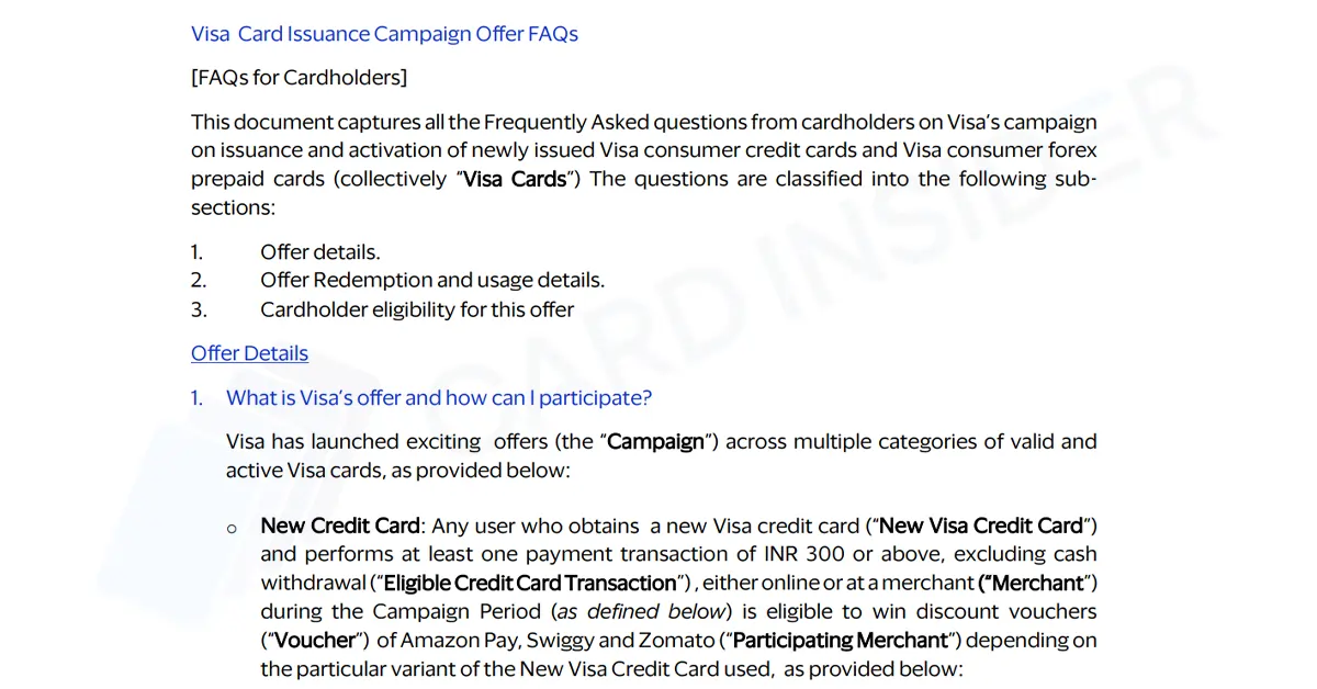 Visa Vouchers Offer Details