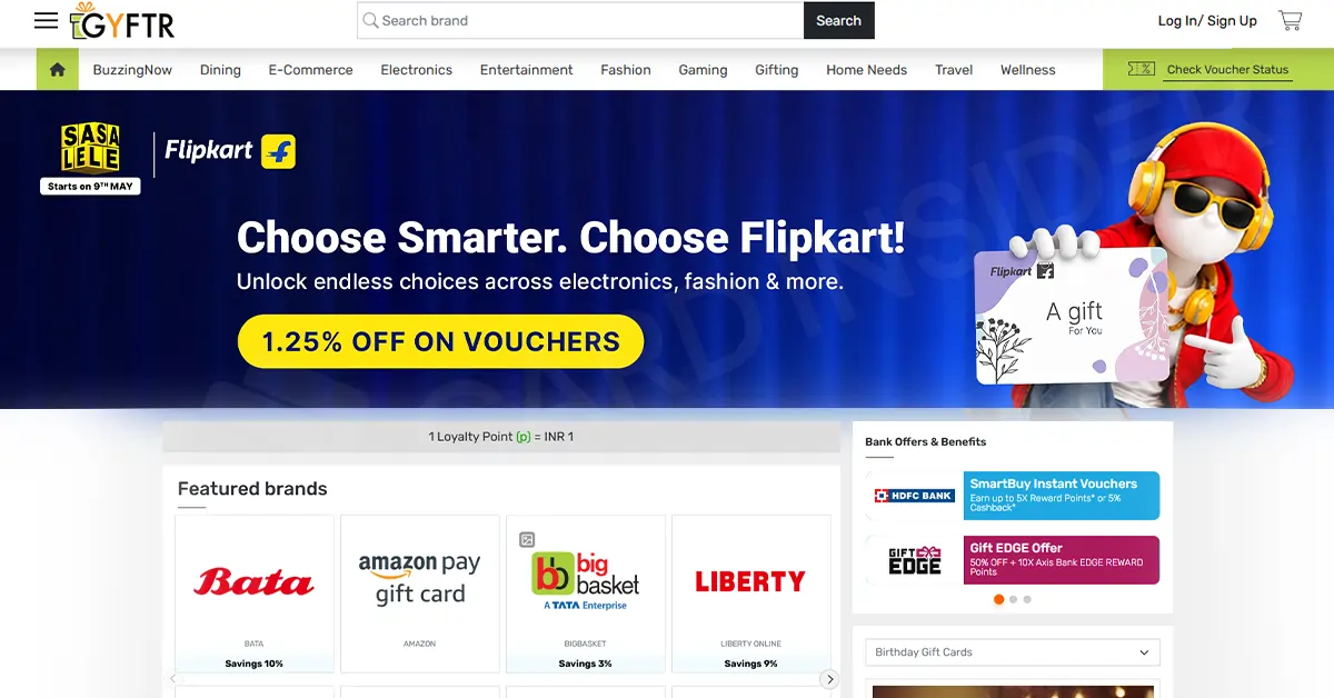 HDFC Bank SmartBuy Credit Card Offers SmartBuy Instant Vouchers via Gyftr