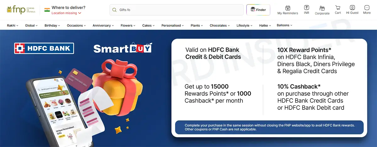 HDFC SmartBuy FNP Offers