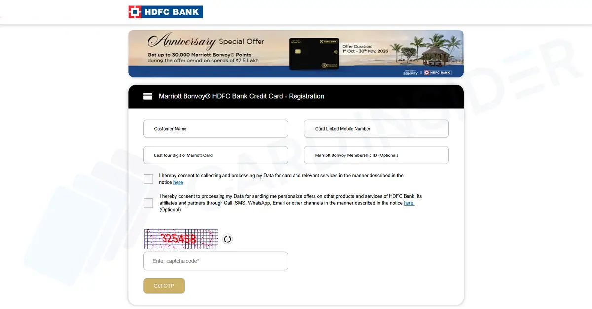 Earn Up to 30,000 Bonus Points with Marriott Bonvoy HDFC Credit Card Anniversary Offer Marriott Bonvoy HDFC Credit Card Registration