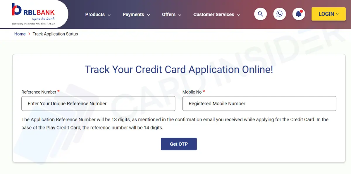 Check RBL Bank Credit Card Application Status Online RBL Bank Track Application Status