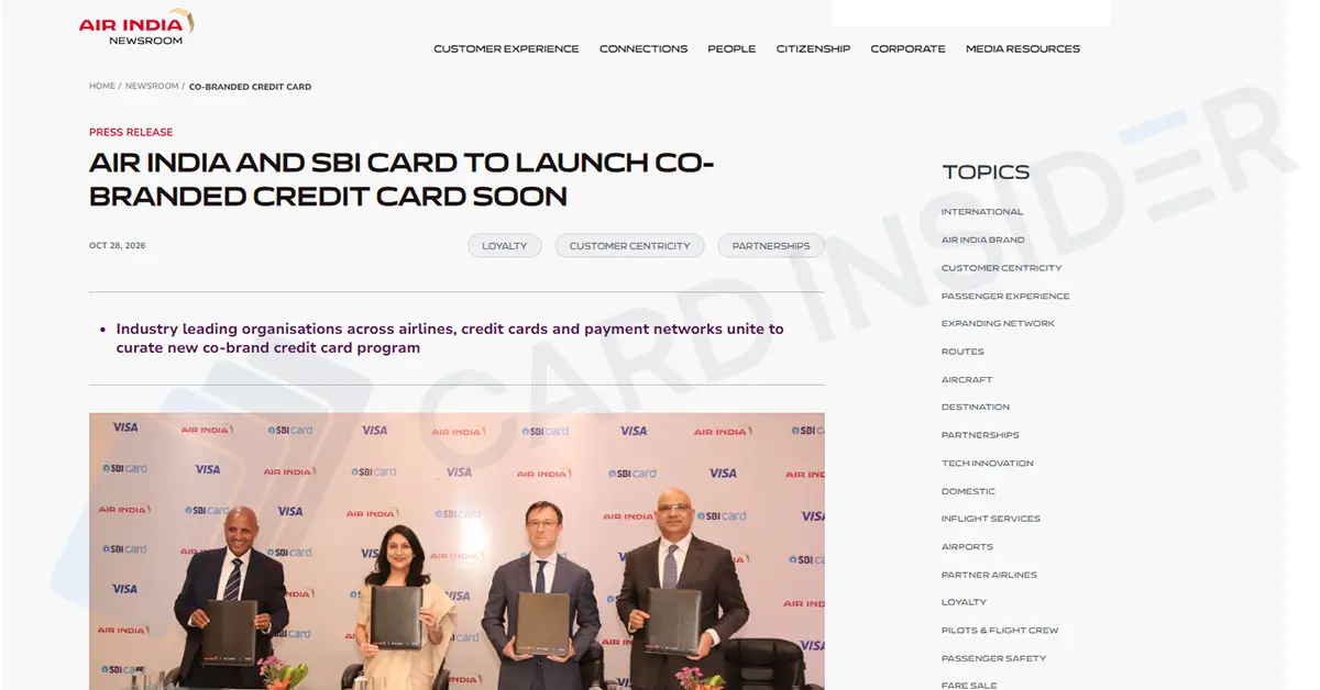 Air India and SBI Card to Launch New Co-Branded Credit Card Soon Air India and SBI to launch New Credit Card Soon - news article
