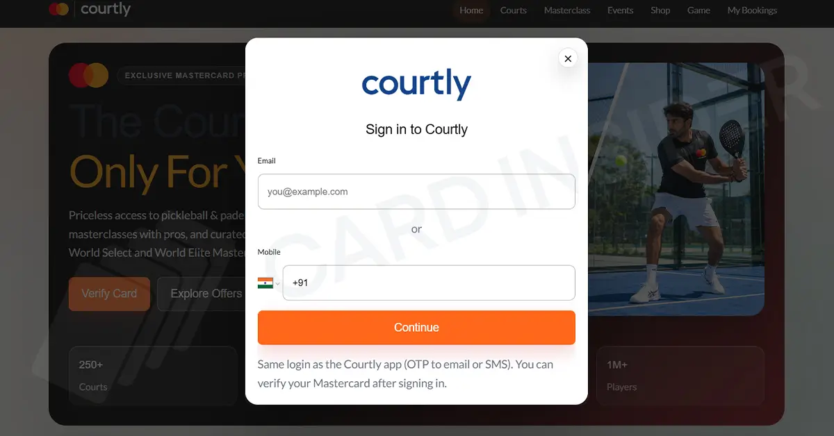 Mastercard Offers Up to 50% Off Pickleball & Padel Court Bookings in India Courtly registration form