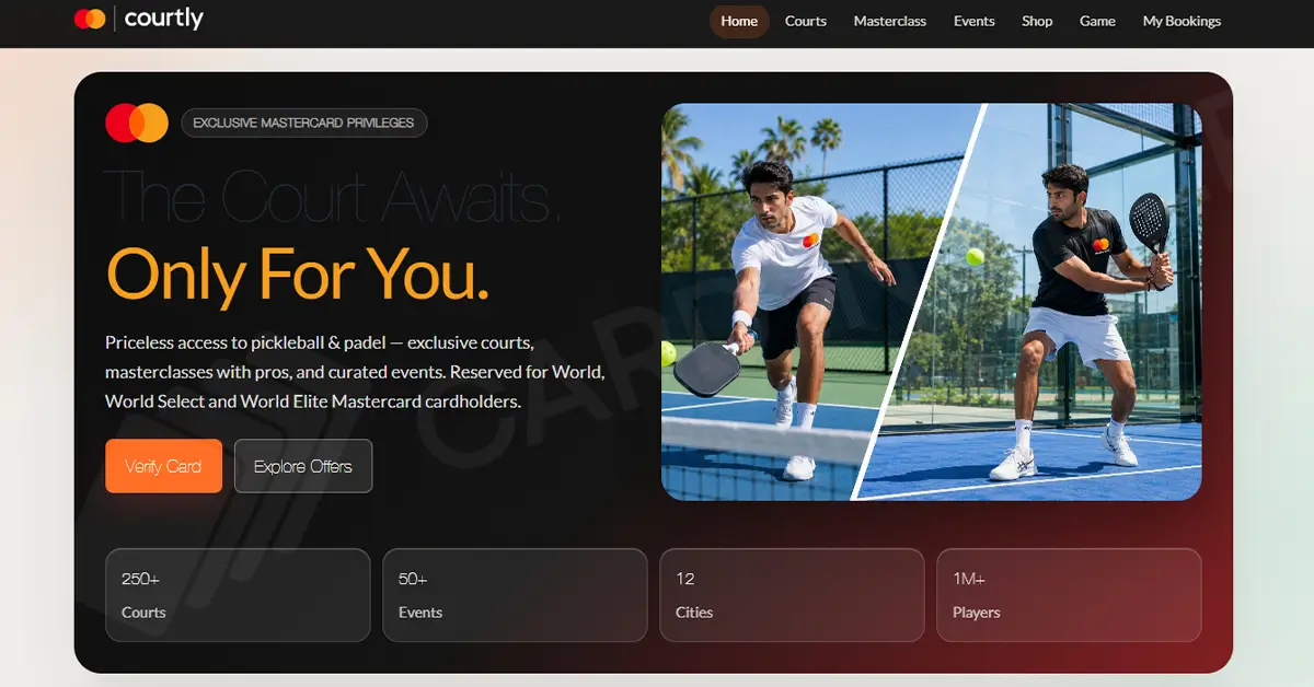Mastercard Offers Up to 50% Off Pickleball & Padel Court Bookings in India mastercard X courtly homepage
